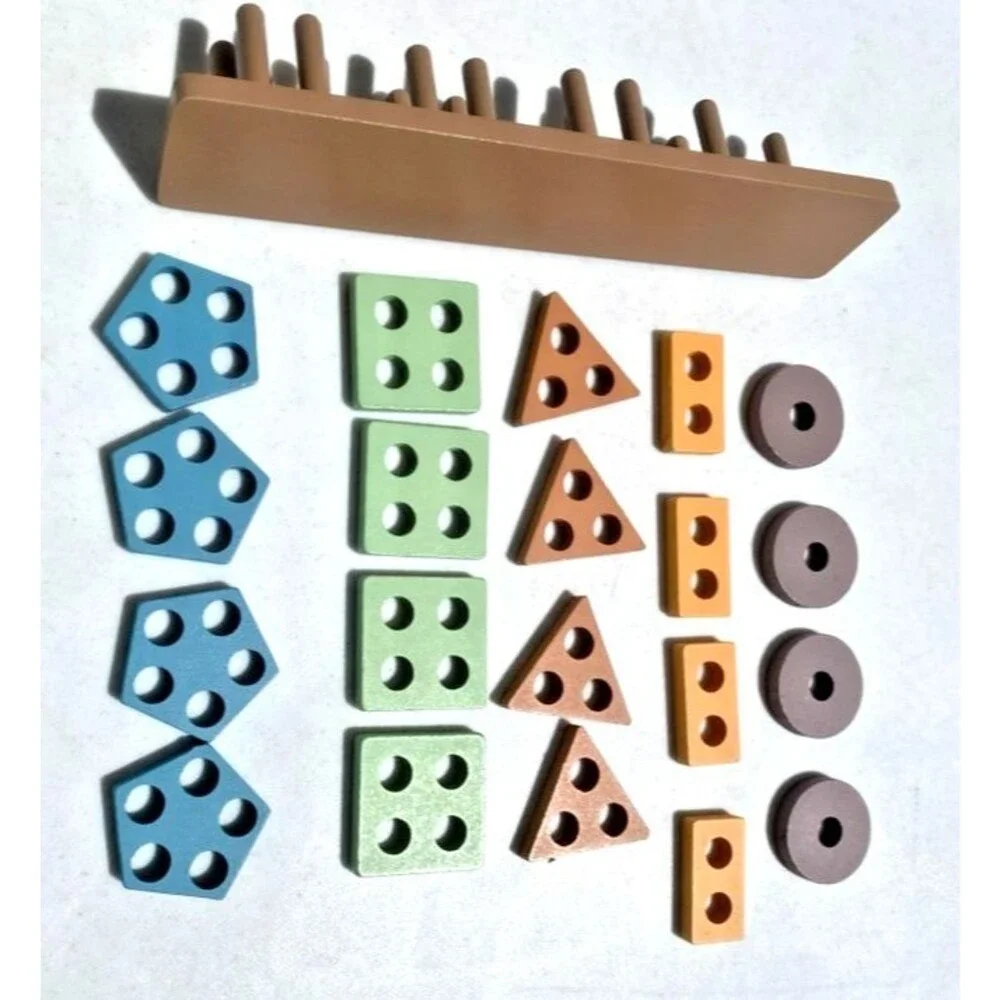 Kekristv Montessori Wooden Shapes Sorting, Stacking, Colors Puzzle Learn Toddler